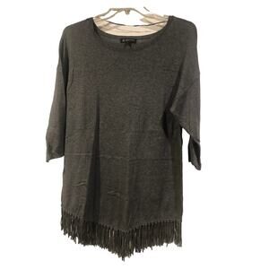 NWT INC International Concepts Plus Size Macys Womens‎ New Grey Fringe Sweater
